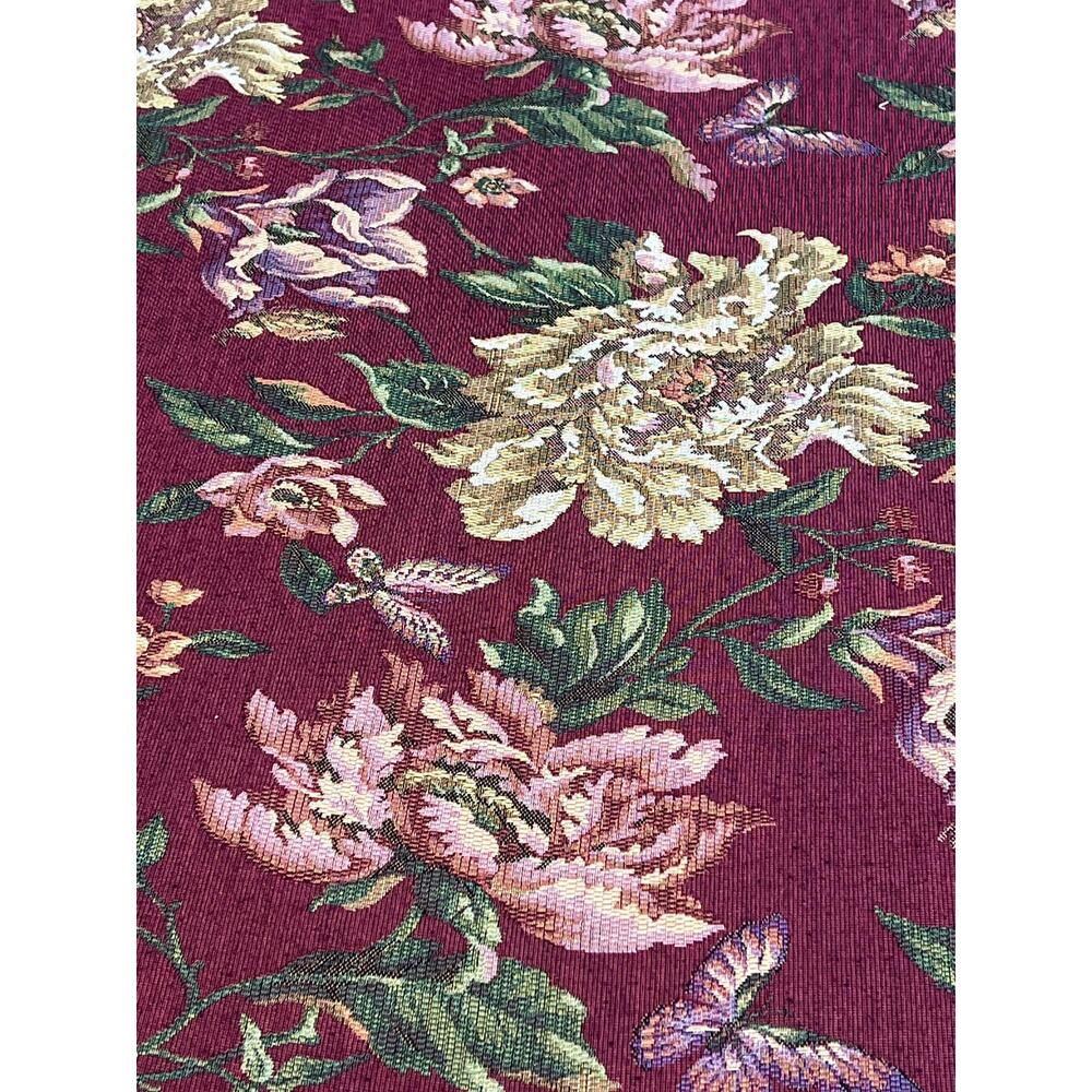Vtg Tapestry Upholstery Fabric Red Peonies Floral Jacquard Grandmillenial BTY - Picture 3 of 8